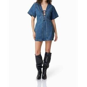 NEW CURAAE clara denim mini dress in blue